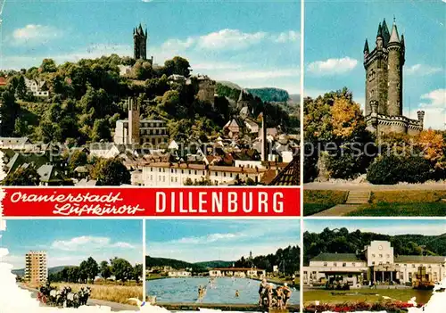AK / Ansichtskarte Dillenburg Oranierstadt Alte Burg Pferdekutsche Freibad Kat. Dillenburg