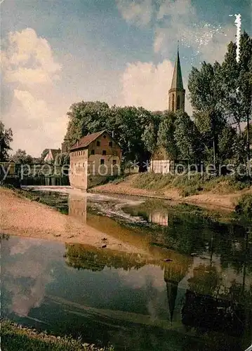 AK / Ansichtskarte Telgte Warendorf Blick auf Ems Wasserfall und Kirche Kat. Telgte
