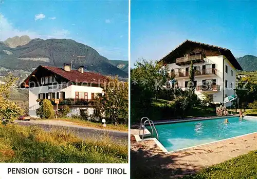 AK / Ansichtskarte Dorf Tirol Pension Goetsch Swimming Pool Alpenblick Kat. Tirolo