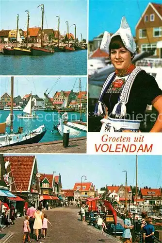 AK / Ansichtskarte Volendam Hafen Fischkutter Segelboot Trachten Kat. Niederlande