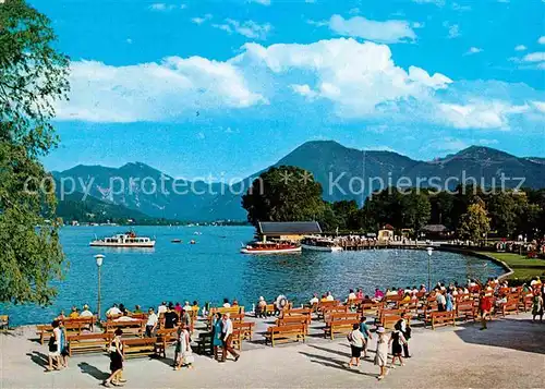 AK / Ansichtskarte Bad Wiessee Tegernsee Seepromenade gegen Wallberg Mangfallgebirge