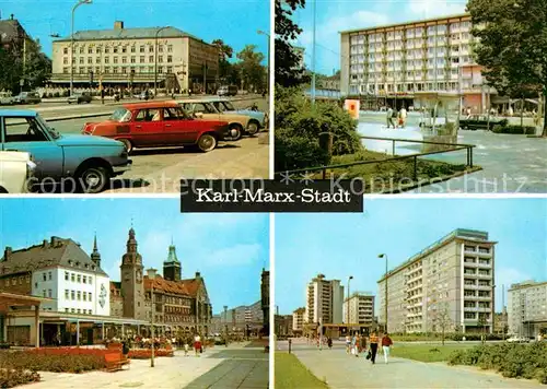 AK / Ansichtskarte Karl Marx Stadt Interhotel Chemnitzer Hof Interhotel Moskau Rosenhof Markt Wilhelm Pieck Strasse Wohnblocks Hochhaeuser Kat. Chemnitz