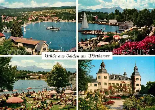 AK / Ansichtskarte Velden Woerthersee Panorama Badestrand Alpenblick Kurhaus