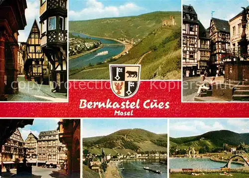 AK / Ansichtskarte Bernkastel Kues Ortsmotive Altstadt Fachwerkhaeuser Mosel Freibad Kat. Bernkastel Kues
