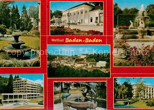 AK / Ansichtskarte Baden Baden Kurpark Brunnen Kurhaus Stadtpanorama Casino Kat. Baden Baden