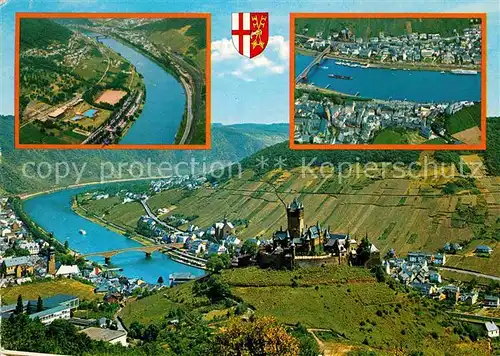 AK / Ansichtskarte Cochem Mosel Luftaufnahmen mit Blick auf Cochem und Cond mit Burg Cochem Kat. Cochem