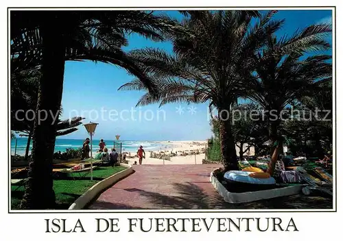 AK / Ansichtskarte Corralejo Hotelanlage Palmen Blick zum Strand Kat. La Oliva Fuerteventura
