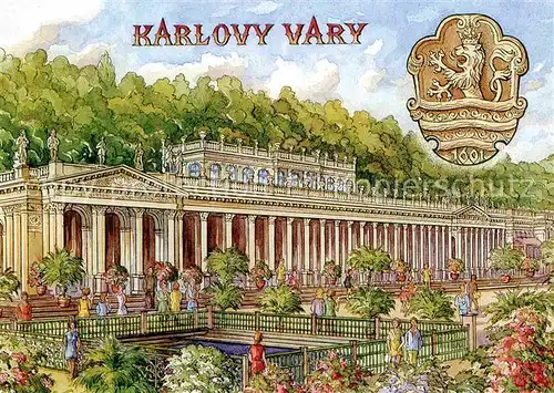 AK / Ansichtskarte Karlovy Vary Kolonada Kolonnaden Kuenstlerkarte Kat. Karlovy Vary Karlsbad