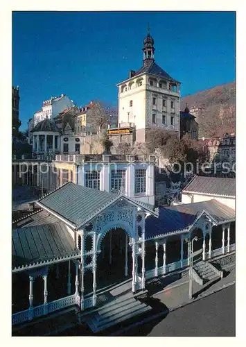 AK / Ansichtskarte Karlovy Vary Marktbrunnkolonnade Schlossturm Kat. Karlovy Vary Karlsbad