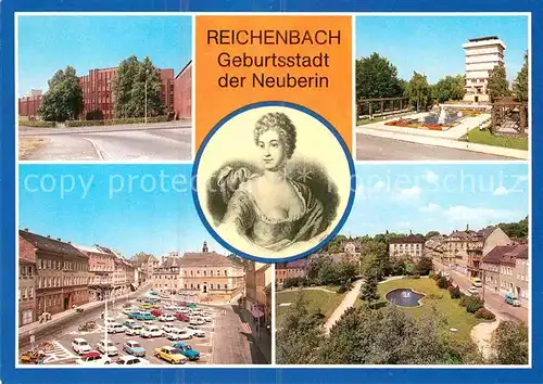 AK / Ansichtskarte Reichenbach Behrungen Ingenieurschule Neuberin Wasserturm Markt Park des Friedens Kat. Behrungen