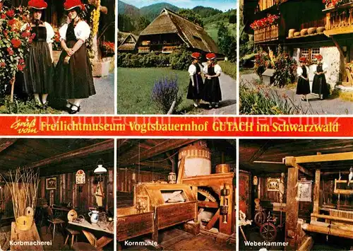 AK / Ansichtskarte Gutach Schwarzwald Freilichtmuseum Vogtsbauernhof Korbmacherei Kornmuehle Weberkammer Kat. Gutach