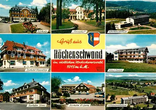 AK / Ansichtskarte Hoechenschwand Kurhaus Sonnenhof Waldsanatorium Kurhotel Alpenblick Haus Christa Kurheim Krone Kurheim St Georg Hoehensanatorium Kat. Hoechenschwand