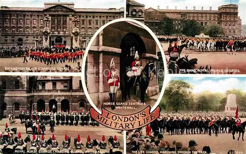 AK / Ansichtskarte Leibgarde Wache Horse Guard Sentries Whitehall Buckingham Palace London  Kat. Polizei