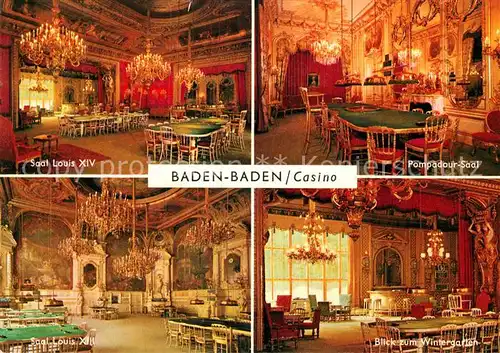 AK / Ansichtskarte Casino Spielbank Baden Baden Saal Louis XIV Pompadour Saal Wintergarten  Kat. Spiel