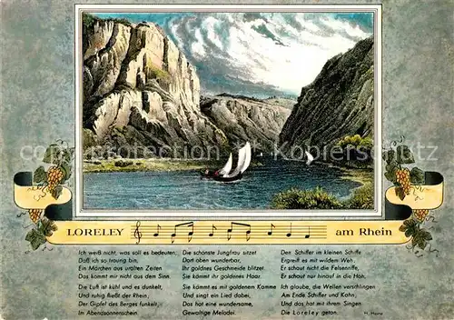 AK / Ansichtskarte Liederkarte Loreley am Rhein  Kat. Musik