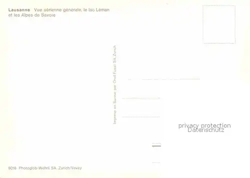 AK / Ansichtskarte Lausanne VD Fliegeraufnahme Lac Leman Alpes de Savoie Kat. Lausanne