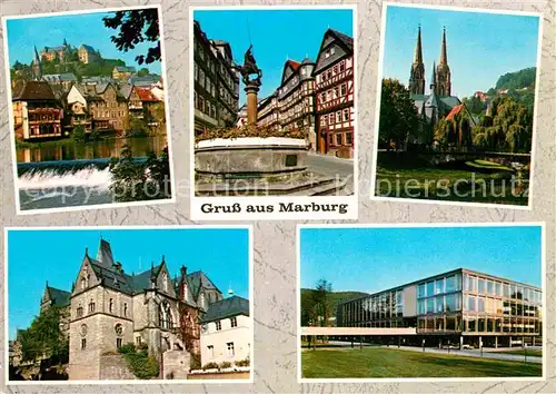 AK / Ansichtskarte Marburg Lahn Landgrafenschloss Marktbrunnen Mensa Universitaet Kat. Marburg