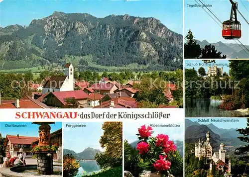 AK / Ansichtskarte Schwangau Dorf der Koenigsschloesser Tegelbergbahn Hohenschwangau Neuschwanstein Forggensee Kat. Schwangau