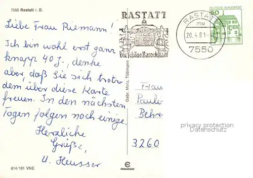 AK / Ansichtskarte Rastatt Schloss Kat. Rastatt