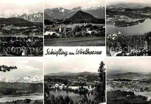 AK / Ansichtskarte Schiefling See Fliegeraufnahme mit Woerthersee Kat. Schiefling Woerther See