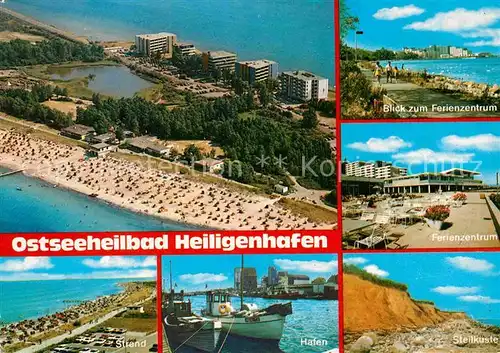 AK / Ansichtskarte Heiligenhafen Ostseebad Fliegeraufnahme mit Strand Ferienzentrum Steilkueste Hafen  Kat. Heiligenhafen