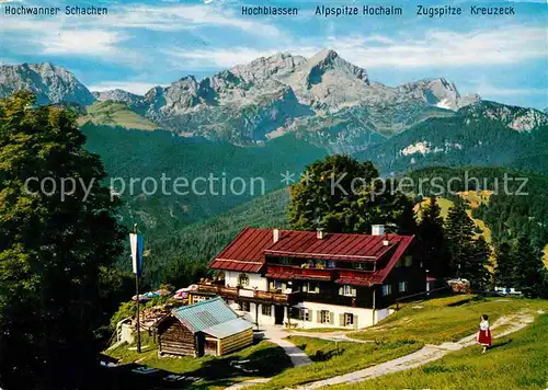 AK / Ansichtskarte Eckbauer Alm Blick zum Hochblassen Alpspitze Hochalm Zugspitze Kreuzeck