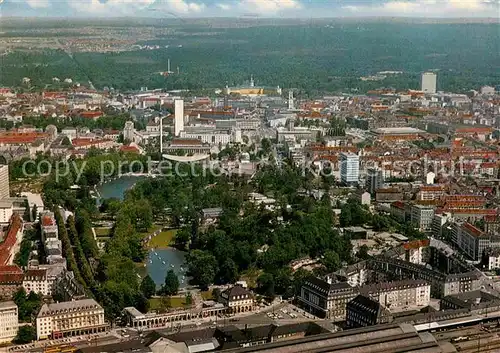 AK / Ansichtskarte Karlsruhe Baden Fliegeraufnahme Stadtgarten und Zoo