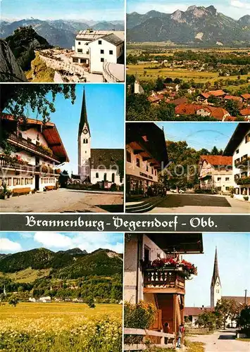 AK / Ansichtskarte Degerndorf Inn Berghotel Wendelstein Terrasse Dorfstrasse Dorfplatz Alpen Kirche Kat. Brannenburg