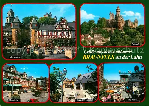 AK / Ansichtskarte Braunfels Marktplatz Fachwerkhaeuser Schloss Haus des Gastes Kat. Braunfels