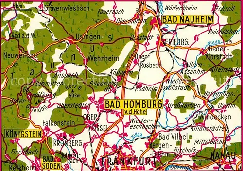 AK / Ansichtskarte Bad Homburg und Umgebung Landkarte Kat. Bad Homburg v.d. Hoehe