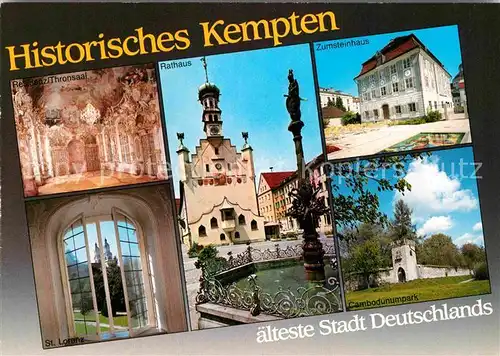 AK / Ansichtskarte Kempten Allgaeu Historische Gebaeude Residenz Thronsaal Rathaus Zumsteinhaus Cambodunumpark Stadtmauer Kat. Kempten (Allgaeu)