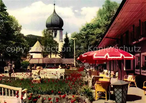 AK / Ansichtskarte Hinterzarten Hotel Adler Restaurant Terrasse Kirche Luftkurort Schwarzwald Kat. Hinterzarten