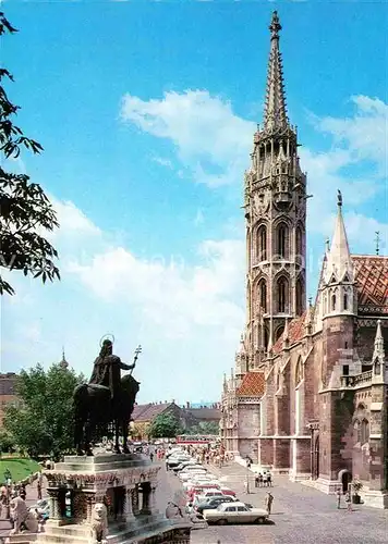 AK / Ansichtskarte Budapest Matyas templom Szenzt Istvan szoborral Matthiaskirche Denkmal Kat. Budapest