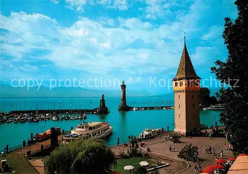 AK / Ansichtskarte Lindau Bodensee Hafeneinfahrt mit altem Leuchtturm Kat. Lindau (Bodensee)