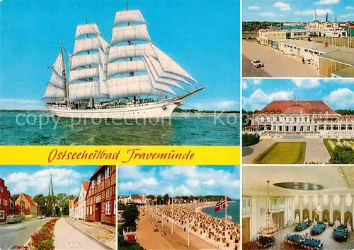 AK / Ansichtskarte Travemuende Ostseebad Segelschiff Strassenpartie Strand Kurhaus Festsaal Kat. Luebeck