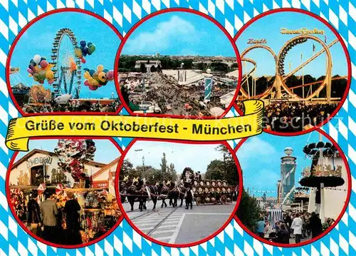 AK / Ansichtskarte Oktoberfest Muenchen Achterbahn Riesenrad  Kat. Feiern und Feste