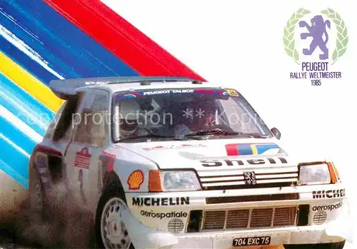 AK / Ansichtskarte Autos Peugeot Rallye Weltmeister 1985 Kat. Autos