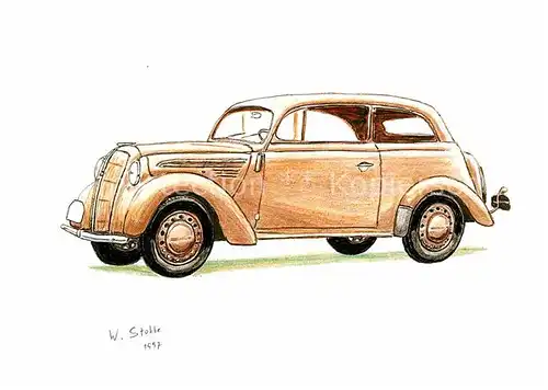 AK / Ansichtskarte Autos Opel Kadett Limousine 1937 Kuenstlerkarte W. Stobbe  Kat. Autos