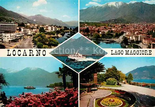 AK / Ansichtskarte Locarno Lago Maggiore Teilansichten Alpen Uferpromenade am See Schnellboot