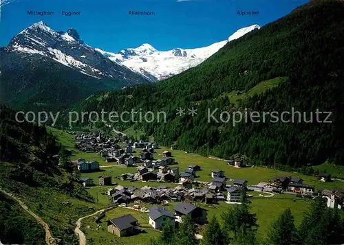 AK / Ansichtskarte Saas Grund Mittaghorn Egginer Allalinhorn Kat. Saas Grund