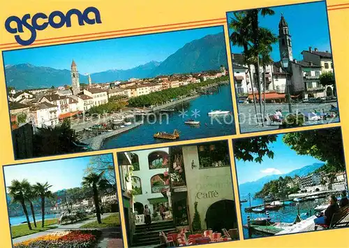 AK / Ansichtskarte Ascona Lago Maggiore Hafen Cafe Park Kirche