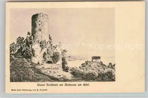 AK / Ansichtskarte Bodman Bodensee Ruine Kuenstlerkarte Conradi