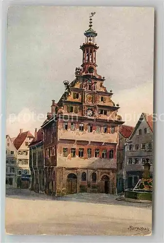 AK / Ansichtskarte Esslingen Neckar Altes Rathaus Kuenstlerkarte Marschall Kat. Esslingen am Neckar