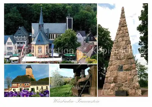 AK / Ansichtskarte Wiesbaden Kath Kirche St Georg 1000jaehrige Linde Burg Historische Weinkelter Grorother Hof Goethestein Kat. Wiesbaden