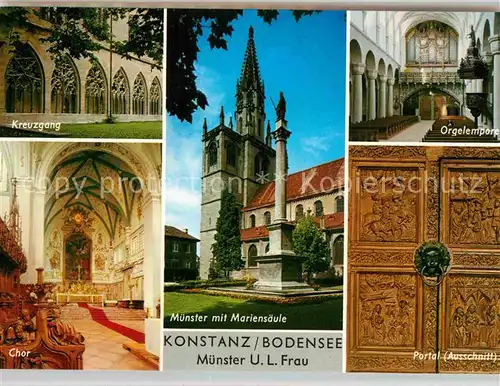 AK / Ansichtskarte Konstanz Bodensee Muenster Mariensaeule Kreuzgang Chor Orgelempore Portal Kat. Konstanz