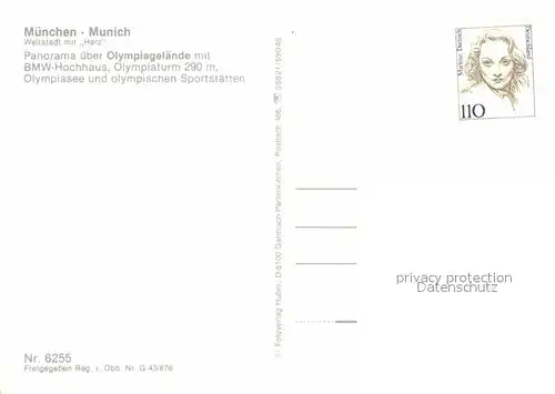 AK / Ansichtskarte Muenchen Fliegeraufnahme mit Olympiagelaende BMW Hochhaus Kat. Muenchen