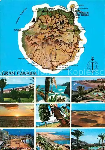AK / Ansichtskarte Gran Canaria Inselkarte Teilansichten Kat. Spanien