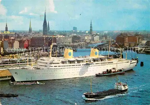 AK / Ansichtskarte Schiffe Ships Navires Gripsholm Hamburg Hafen Stadtpanorama 