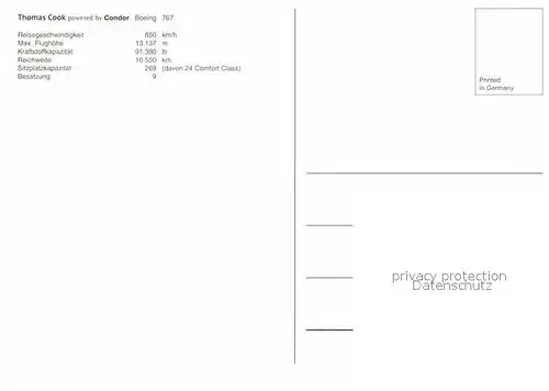 AK / Ansichtskarte Flugzeuge Zivil Thomas Cook by Condor Boeing 767 Kat. Airplanes Avions