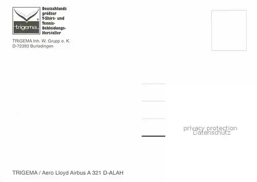 AK / Ansichtskarte Flugzeuge Zivil Trigema Aero Lloyd Airbus A 321 D ALAH  Kat. Airplanes Avions